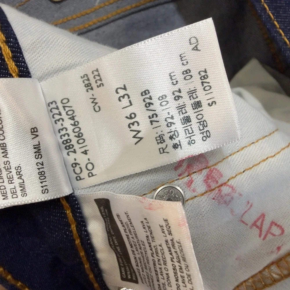Levi's 512 Slim Taper Jeans Irregular Dark Indigo Blue Size 36 x 32